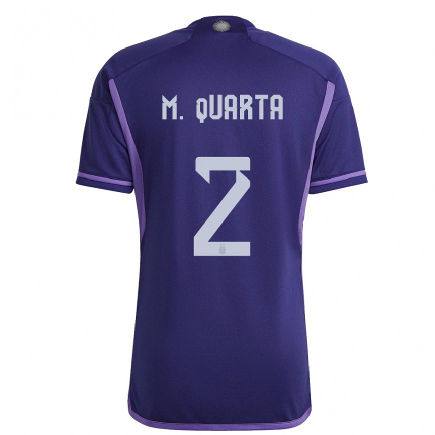 Kandiny Kinder Argentinische Lucas Martinez Quarta #2 Violett Auswärtstrikot Trikot 22-24 T-shirt