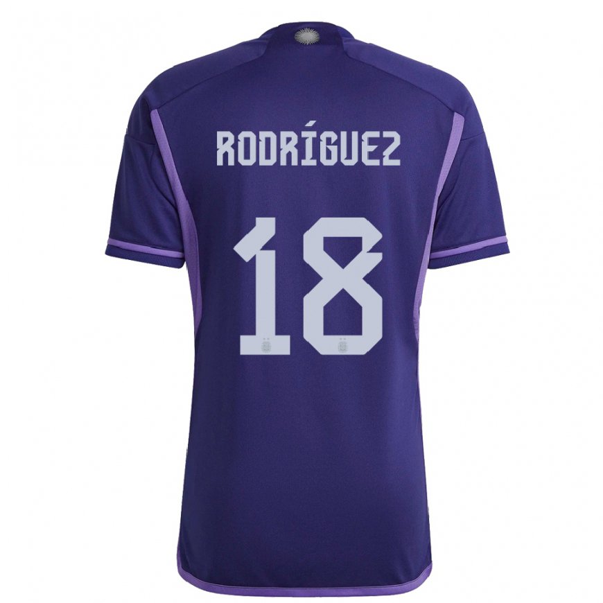 Kandiny Kinder Argentinische Guido Rodriguez #18 Violett Auswärtstrikot Trikot 22-24 T-shirt