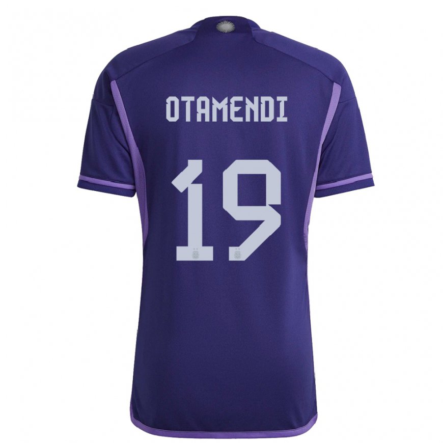 Kandiny Kinder Argentinische Nicolas Otamendi #19 Violett Auswärtstrikot Trikot 22-24 T-shirt
