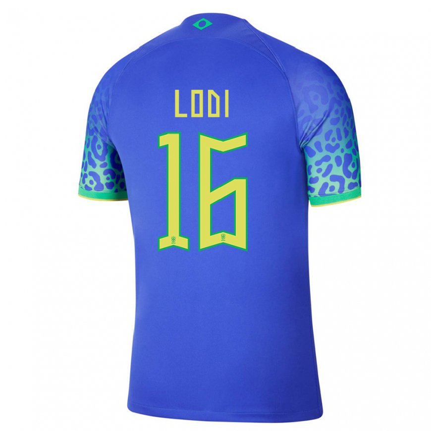 Kandiny Kinder Brasilianische Renan Lodi #16 Blau Auswärtstrikot Trikot 22-24 T-shirt