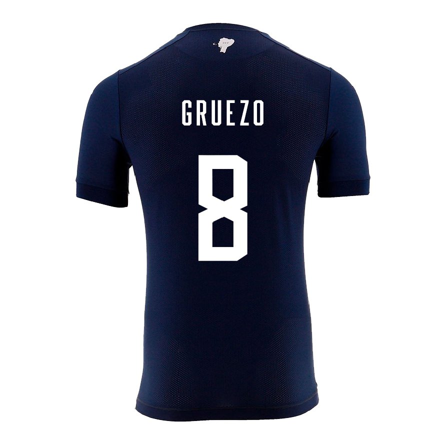 Kandiny Kinder Ecuadorianische Carlos Gruezo #8 Marineblau Auswärtstrikot Trikot 22-24 T-shirt