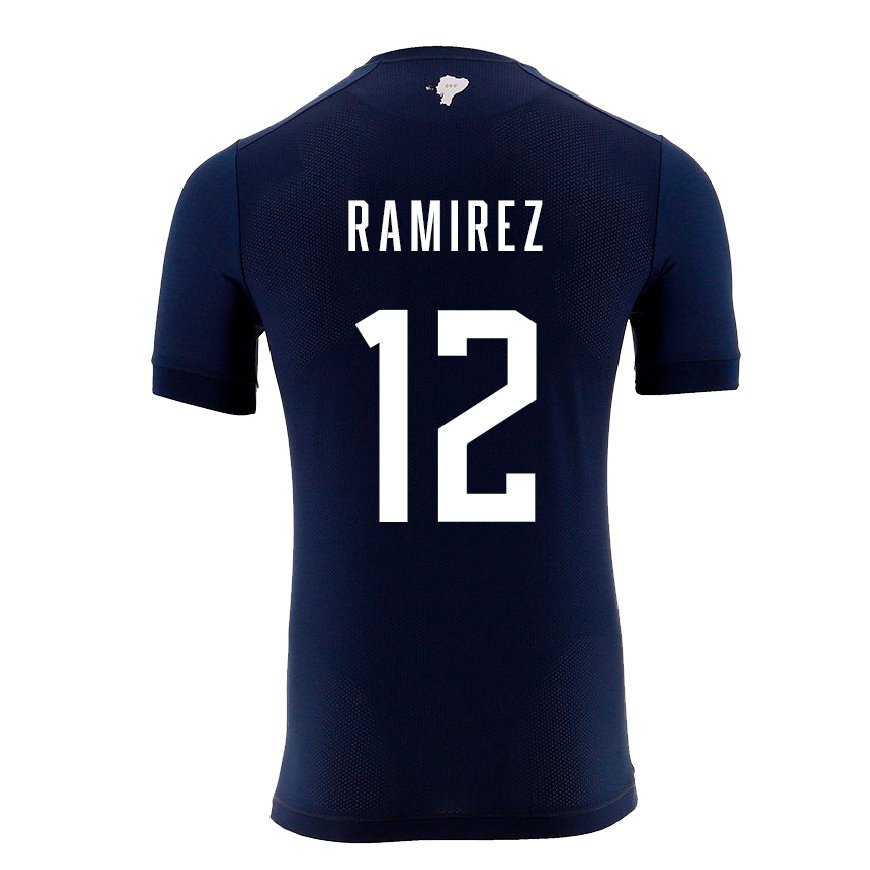 Kandiny Kinder Ecuadorianische Moises Ramirez #12 Marineblau Auswärtstrikot Trikot 22-24 T-shirt