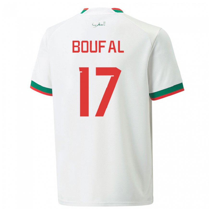 Kandiny Kinder Marokkanische Sofiane Boufal #17 Weiß Auswärtstrikot Trikot 22-24 T-shirt