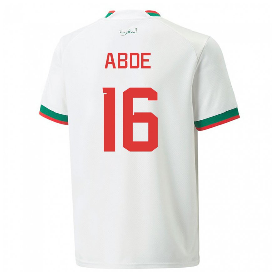 Kandiny Kinder Marokkanische Ez Abde #16 Weiß Auswärtstrikot Trikot 22-24 T-shirt