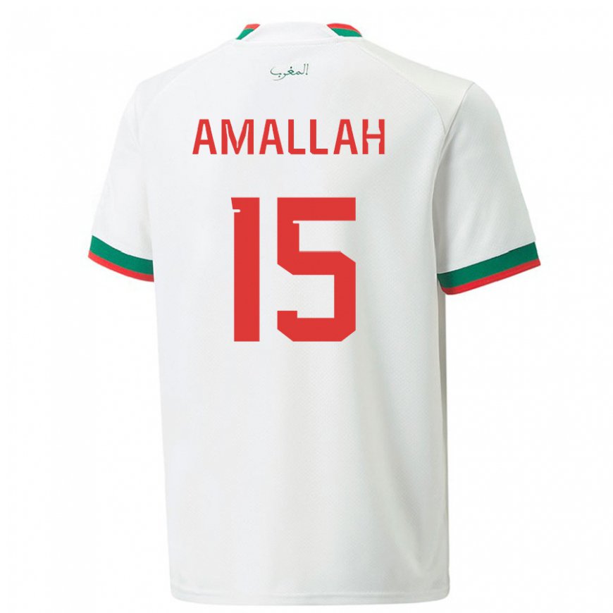 Kandiny Kinder Marokkanische Selim Amallah #15 Weiß Auswärtstrikot Trikot 22-24 T-shirt