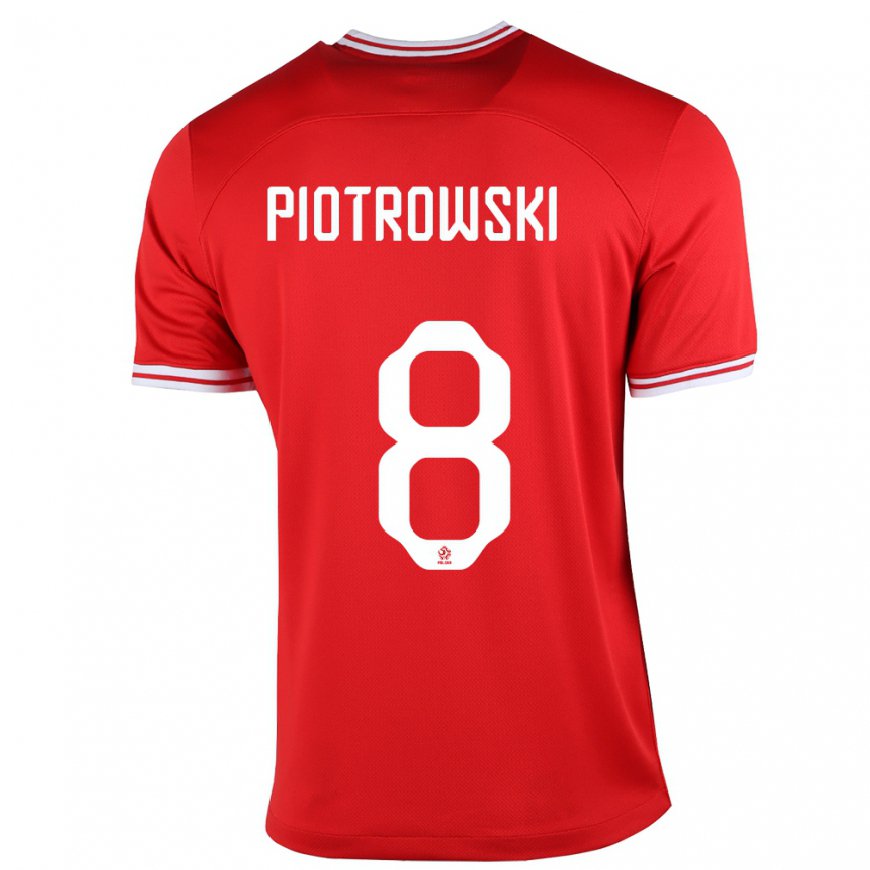 Kandiny Kinder Polnische Jakub Piotrowski #8 Rot Auswärtstrikot Trikot 22-24 T-shirt