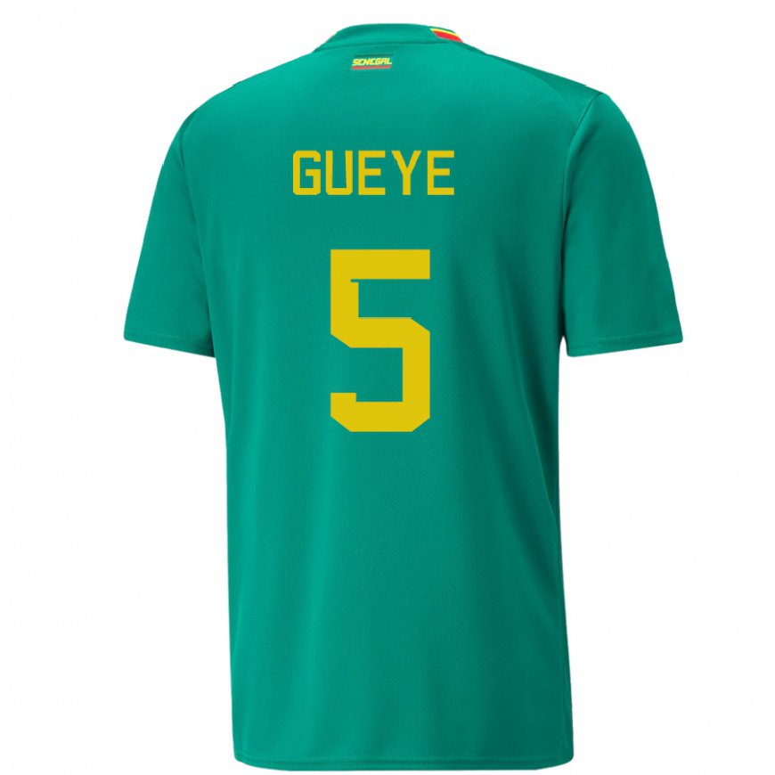 Kandiny Kinder Senegalesische Idrissa Gueye #5 Grün Auswärtstrikot Trikot 22-24 T-shirt