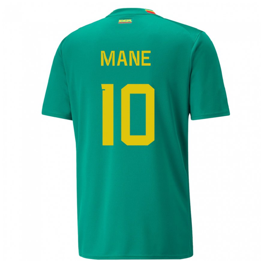 Kandiny Kinder Senegalesische Sadio Mane #10 Grün Auswärtstrikot Trikot 22-24 T-shirt