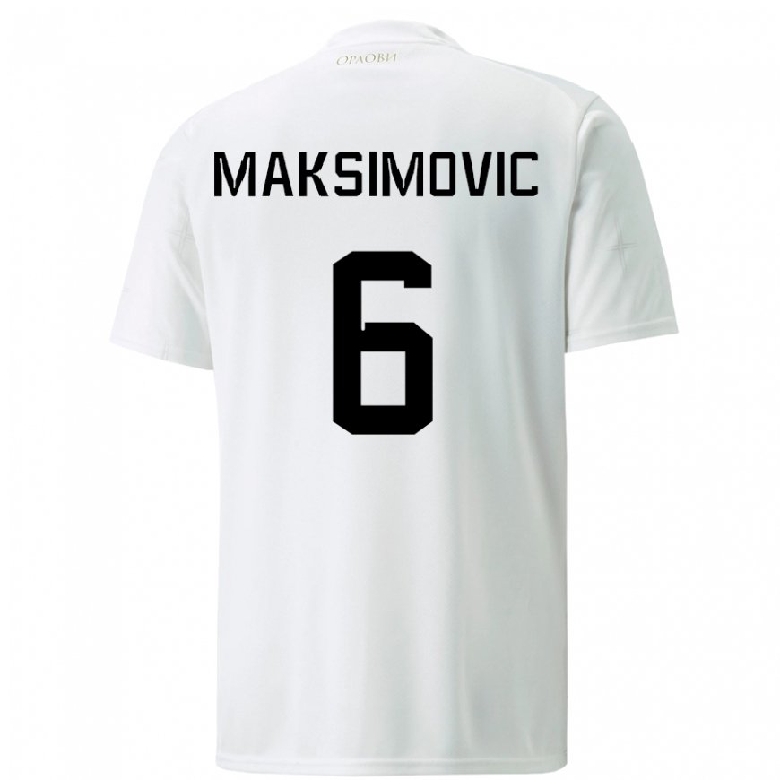 Kandiny Kinder Serbische Nemanja Maksimovic #6 Weiß Auswärtstrikot Trikot 22-24 T-shirt