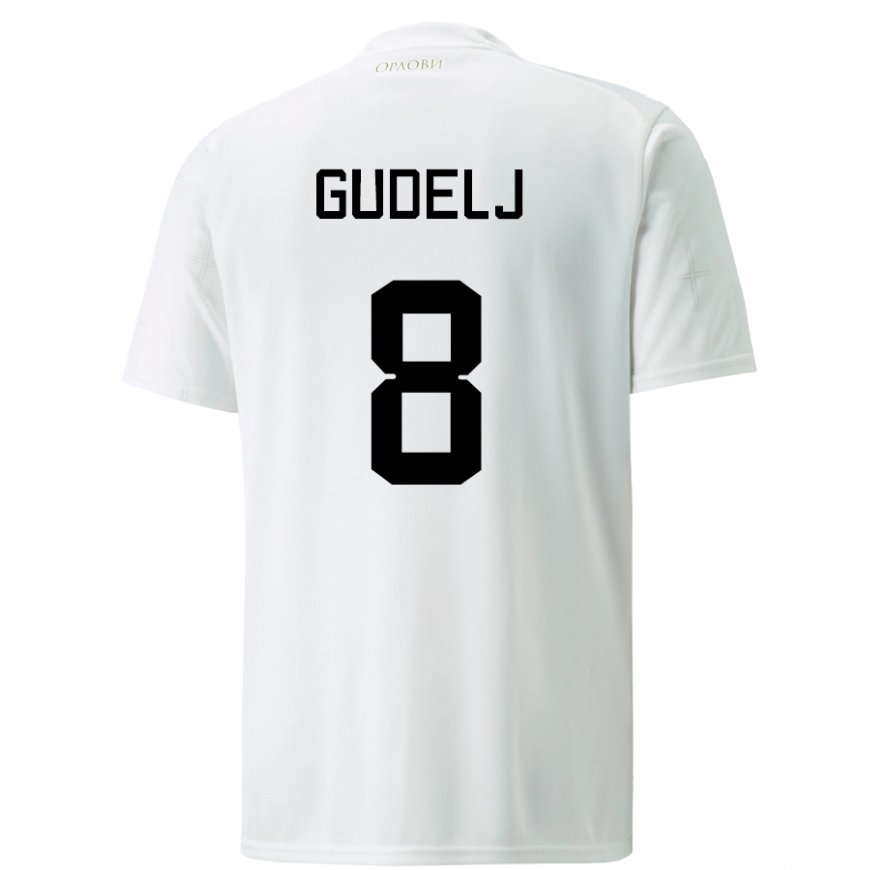 Kandiny Kinder Serbische Nemanja Gudelj #8 Weiß Auswärtstrikot Trikot 22-24 T-shirt