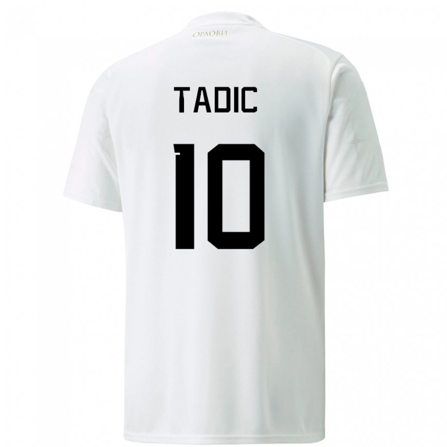 Kandiny Kinder Serbische Dusan Tadic #10 Weiß Auswärtstrikot Trikot 22-24 T-shirt