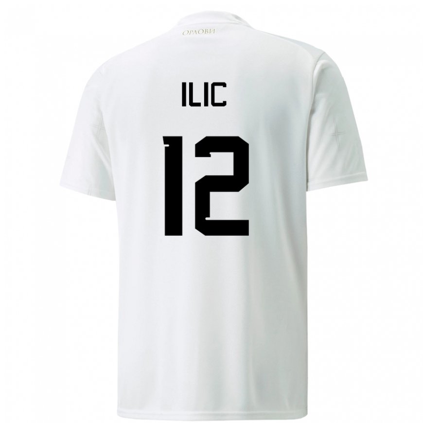 Kandiny Kinder Serbische Marko Ilic #12 Weiß Auswärtstrikot Trikot 22-24 T-shirt