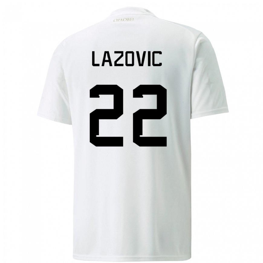 Kandiny Kinder Serbische Darko Lazovic #22 Weiß Auswärtstrikot Trikot 22-24 T-shirt