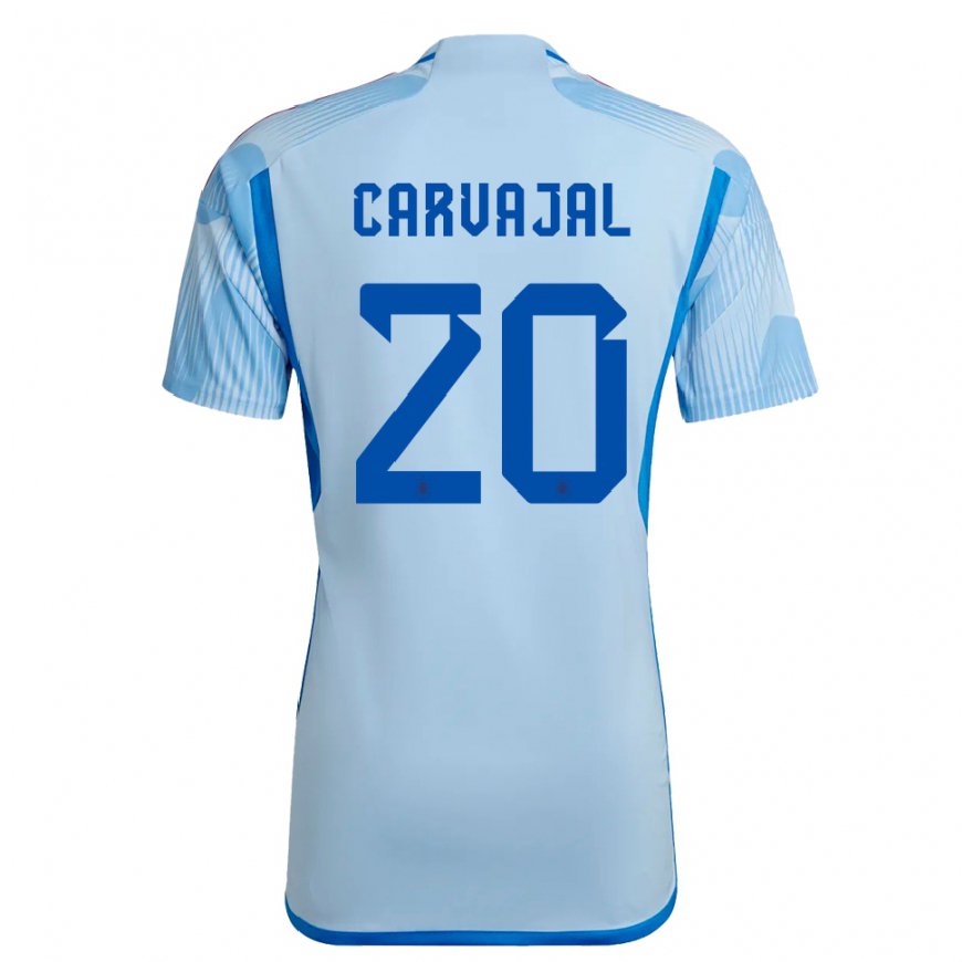 Kandiny Kinder Spanische Daniel Carvajal #20 Himmelblau Auswärtstrikot Trikot 22-24 T-shirt