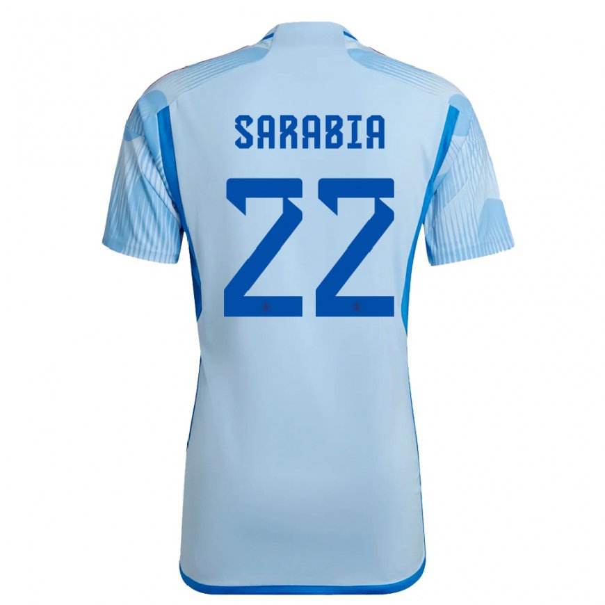Kandiny Kinder Spanische Pablo Sarabia #22 Himmelblau Auswärtstrikot Trikot 22-24 T-shirt