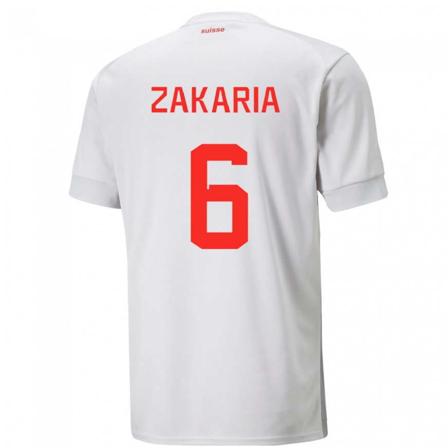Kandiny Kinder Schweizer Denis Zakaria #6 Weiß Auswärtstrikot Trikot 22-24 T-shirt