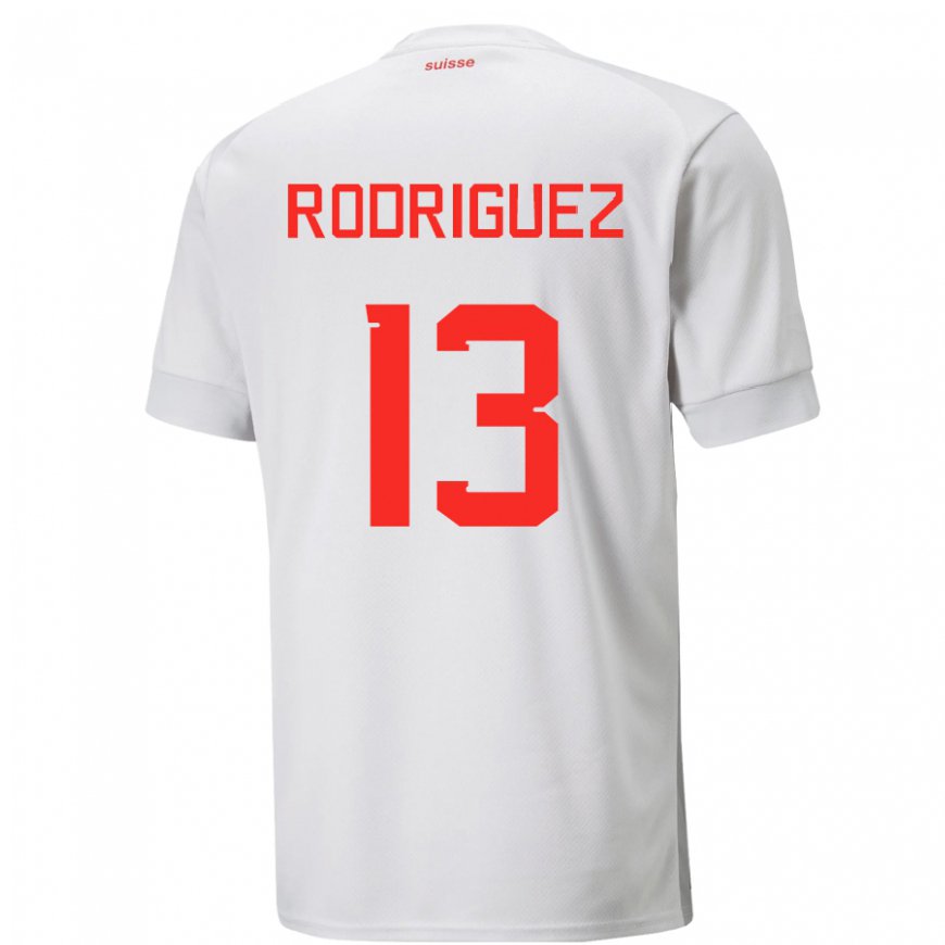 Kandiny Kinder Schweizer Ricardo Rodriguez #13 Weiß Auswärtstrikot Trikot 22-24 T-shirt