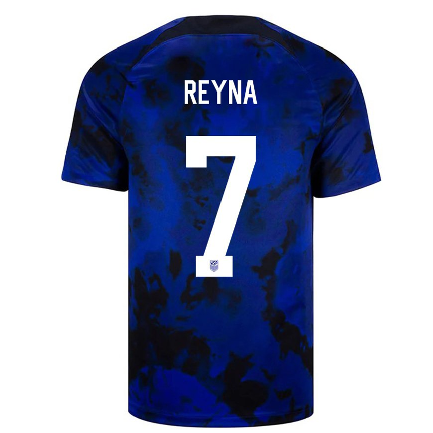 Kandiny Kinder Us-amerikanische Giovanni Reyna #7 Königsblau Auswärtstrikot Trikot 22-24 T-shirt