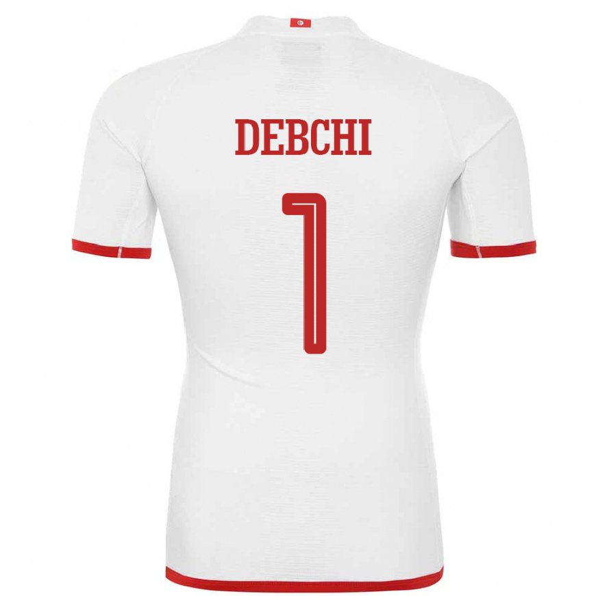 Kandiny Kinder Tunesische Mohamed Sedki Debchi #1 Weiß Auswärtstrikot Trikot 22-24 T-shirt