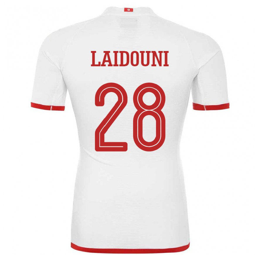 Kandiny Kinder Tunesische Aissa Laidouni #28 Weiß Auswärtstrikot Trikot 22-24 T-shirt