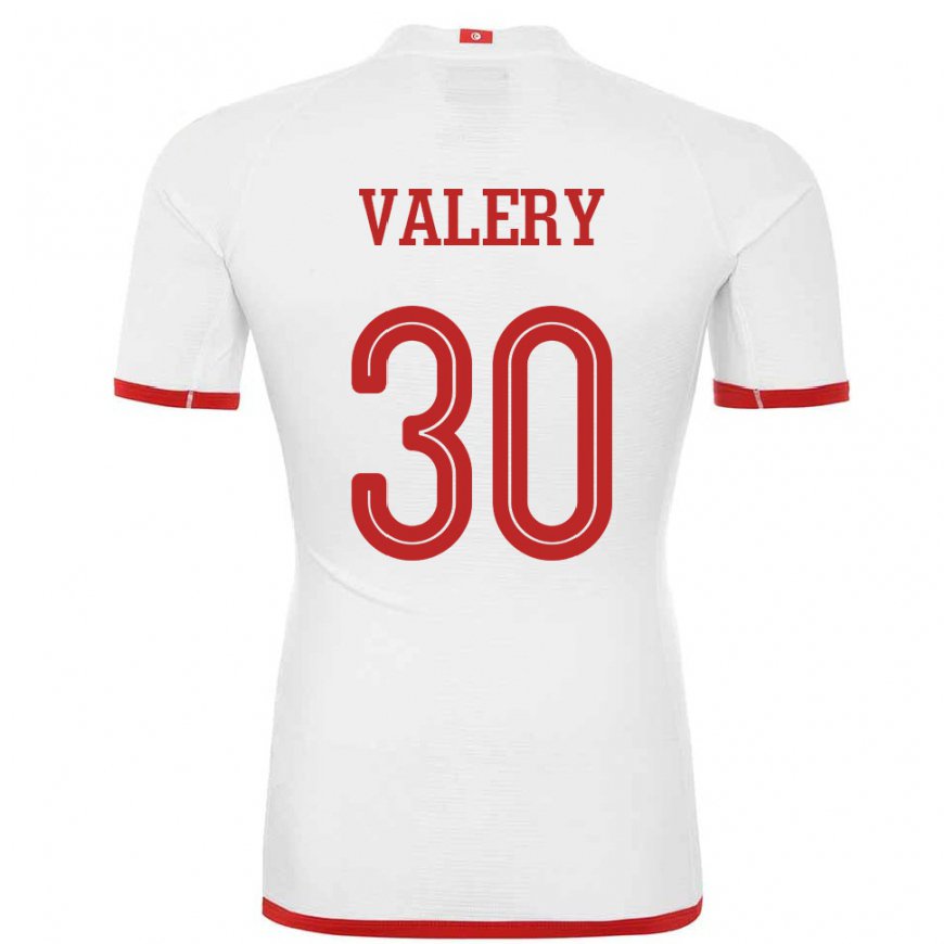 Kandiny Kinder Tunesische Yann Valery #30 Weiß Auswärtstrikot Trikot 22-24 T-shirt