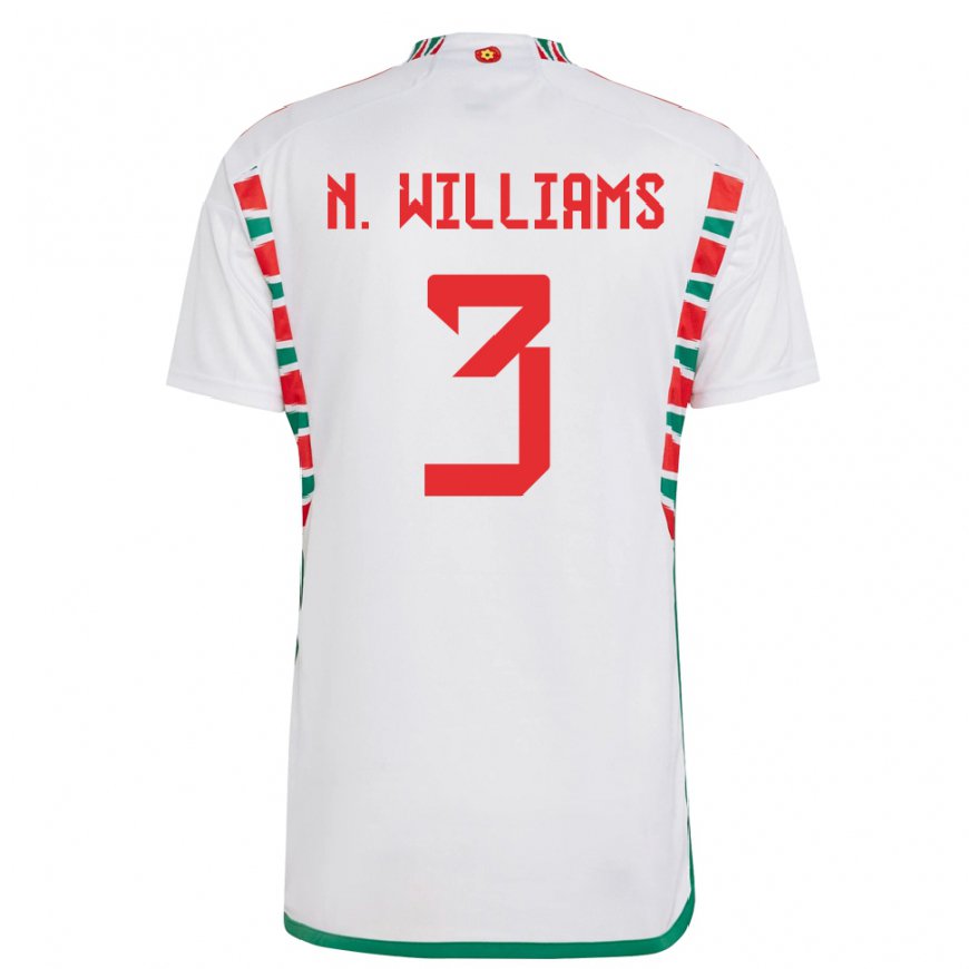 Kandiny Kinder Walisische Neco Williams #3 Weiß Auswärtstrikot Trikot 22-24 T-shirt