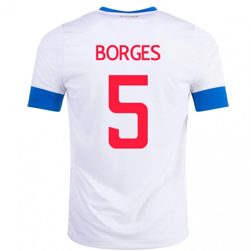 Kandiny Kinder Costa-ricanische Celso Borges #5 Weiß Auswärtstrikot Trikot 22-24 T-shirt