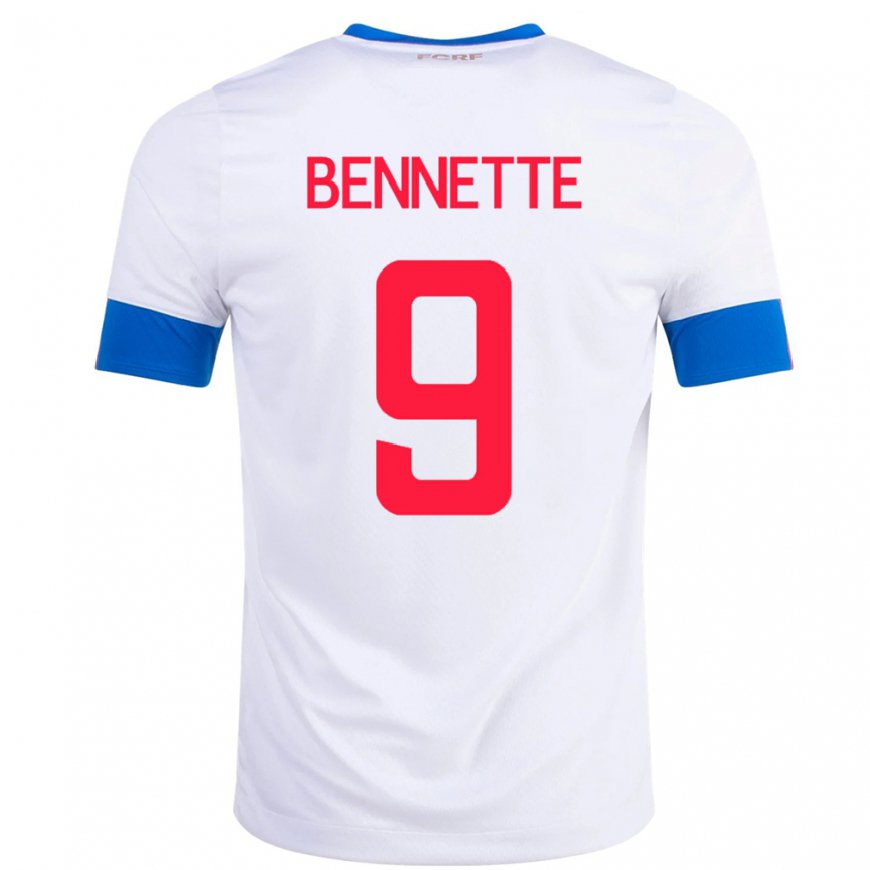 Kandiny Kinder Costa-ricanische Jewison Bennette #9 Weiß Auswärtstrikot Trikot 22-24 T-shirt
