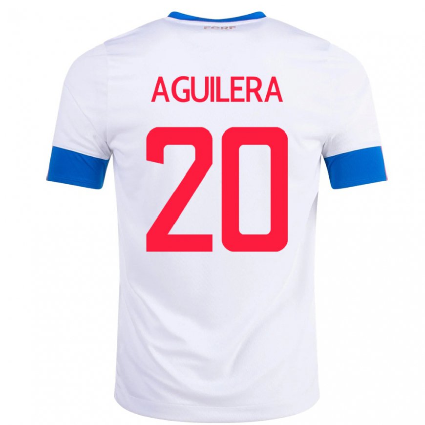 Kandiny Kinder Costa-ricanische Brandon Aguilera #20 Weiß Auswärtstrikot Trikot 22-24 T-shirt