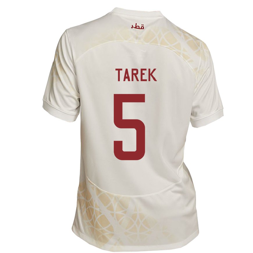 Kandiny Kinder Katarische Tarek Salman #5 Goldbeige Auswärtstrikot Trikot 22-24 T-shirt