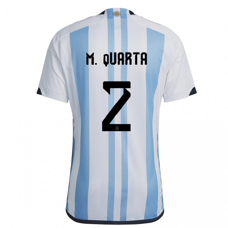 Kandiny Herren Argentinische Lucas Martinez Quarta #2 Weiß Himmelblau Heimtrikot Trikot 22-24 T-shirt