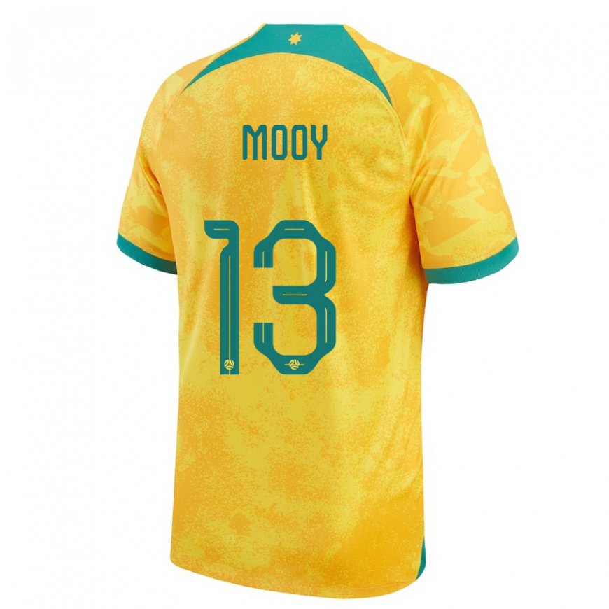 Kandiny Herren Australische Aaron Mooy #13 Gold Heimtrikot Trikot 22-24 T-shirt