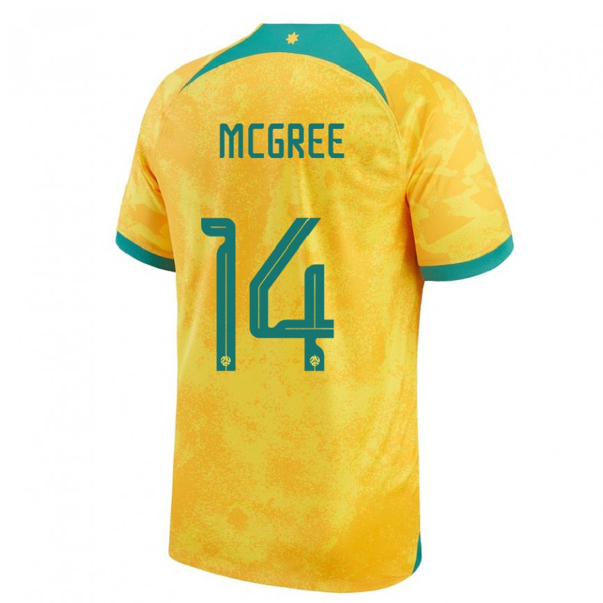 Kandiny Herren Australische Riley Mcgree #14 Gold Heimtrikot Trikot 22-24 T-shirt