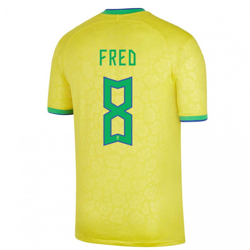 Kandiny Herren Brasilianische Fred #8 Gelb Heimtrikot Trikot 22-24 T-shirt