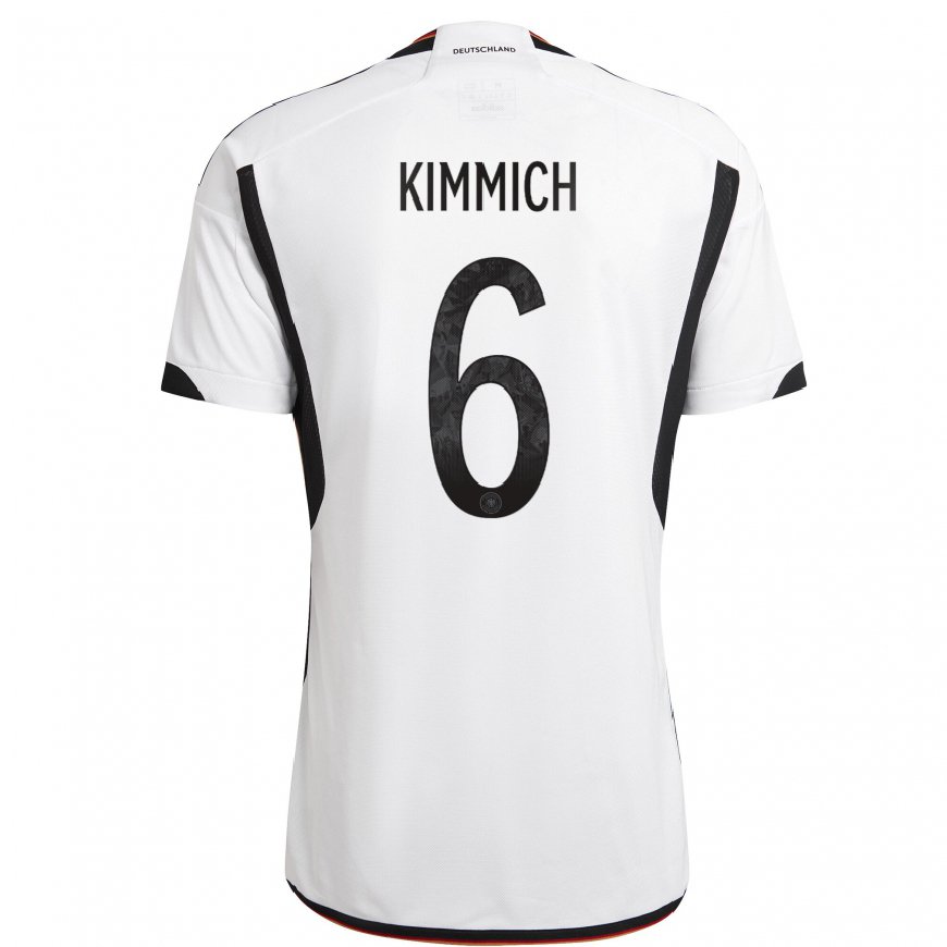 Kandiny Herren Deutsche Joshua Kimmich #6 Weiß Schwarz Heimtrikot Trikot 22-24 T-shirt