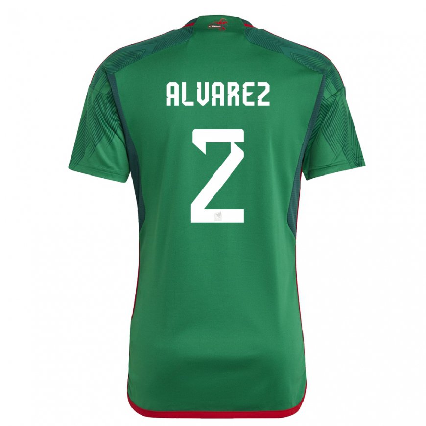 Kandiny Herren Mexikanische Kevin Alvarez #2 Grün Heimtrikot Trikot 22-24 T-shirt
