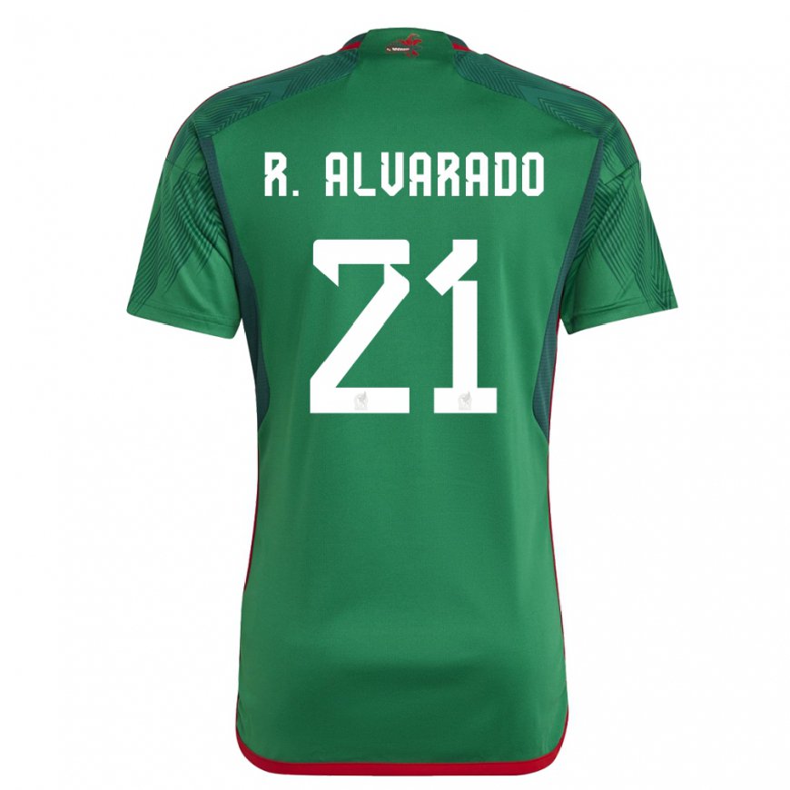 Kandiny Herren Mexikanische Roberto Alvarado #21 Grün Heimtrikot Trikot 22-24 T-shirt