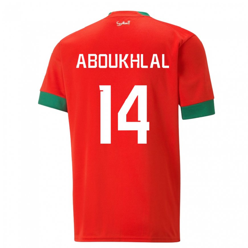 Kandiny Herren Marokkanische Zakaria Aboukhlal #14 Rot Heimtrikot Trikot 22-24 T-shirt