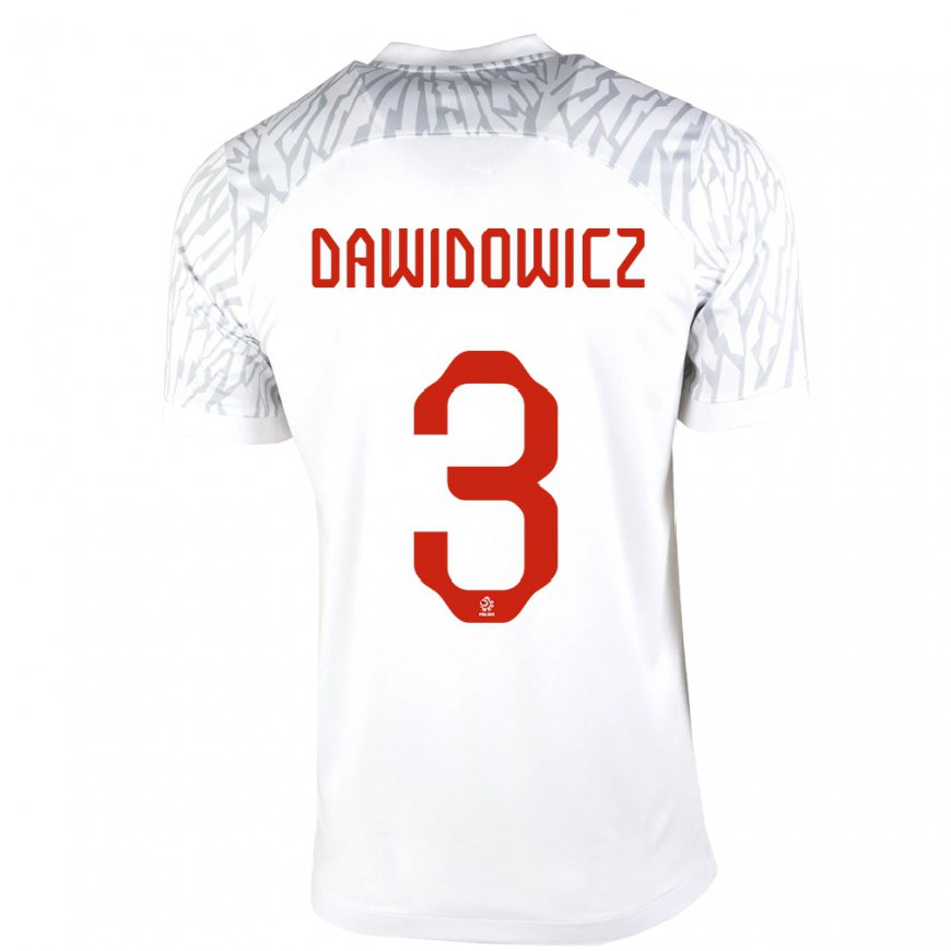 Kandiny Herren Polnische Pawel Dawidowicz #3 Weiß Heimtrikot Trikot 22-24 T-shirt