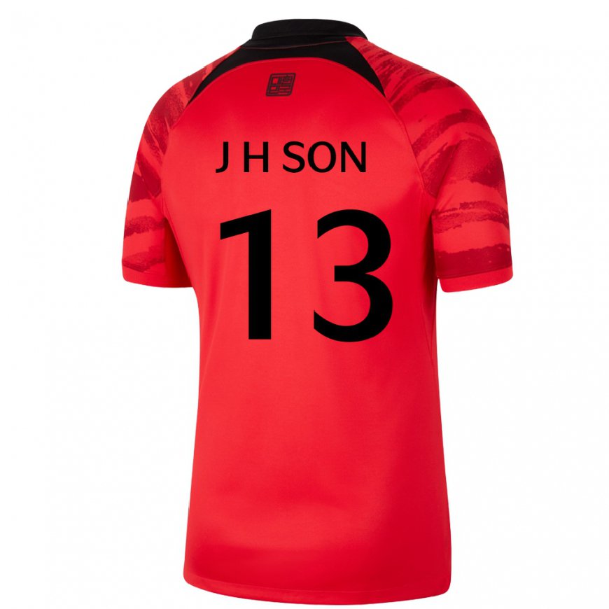 Kandiny Herren Südkoreanische Jun-ho Son #13 Rot Schwarz Heimtrikot Trikot 22-24 T-shirt