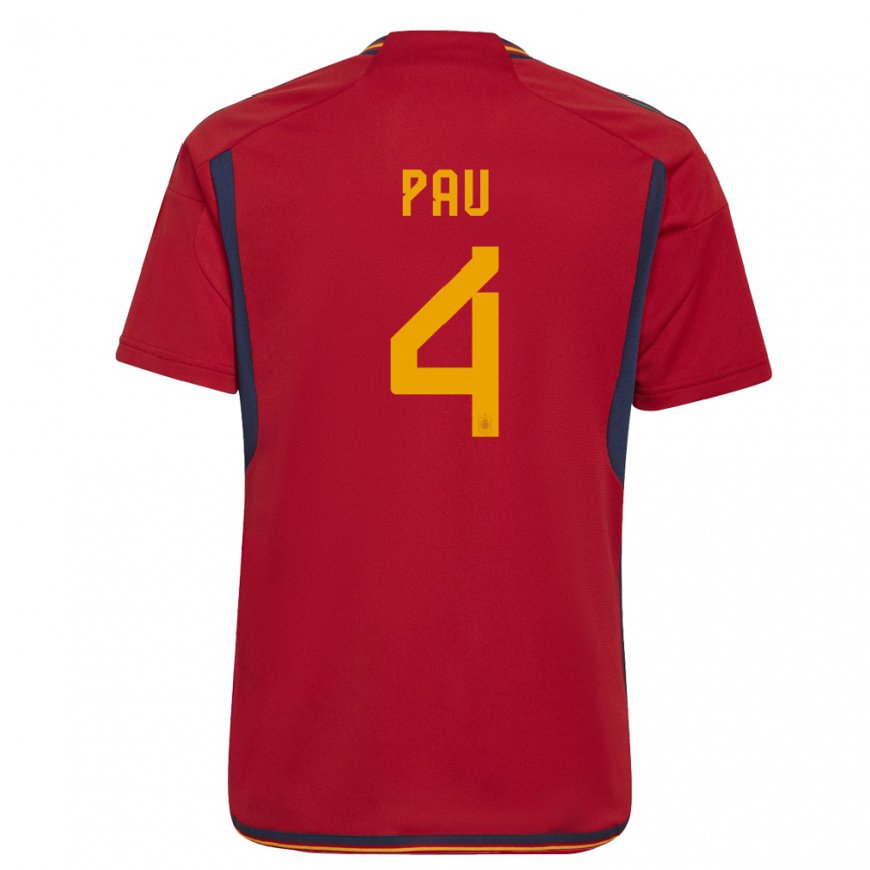 Kandiny Herren Spanische Pau Torres #4 Rot Heimtrikot Trikot 22-24 T-shirt