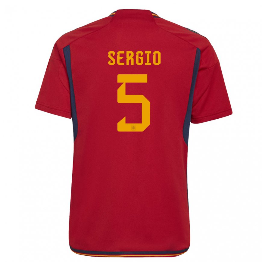 Kandiny Herren Spanische Sergio Busquets #5 Rot Heimtrikot Trikot 22-24 T-shirt