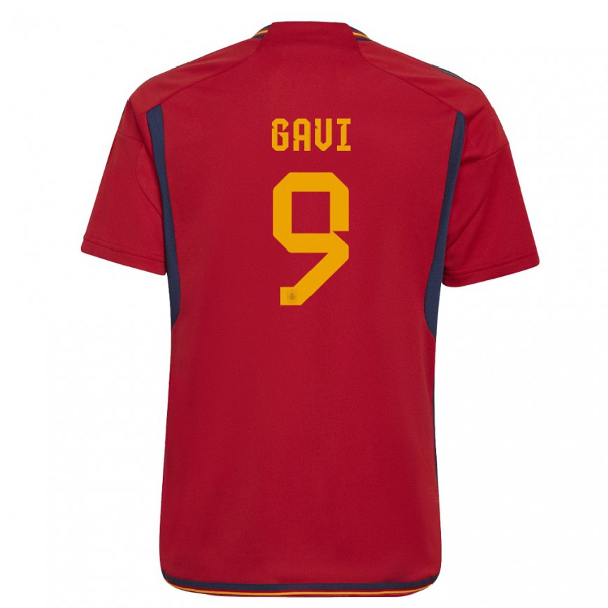 Kandiny Herren Spanische Gavi #9 Rot Heimtrikot Trikot 22-24 T-shirt