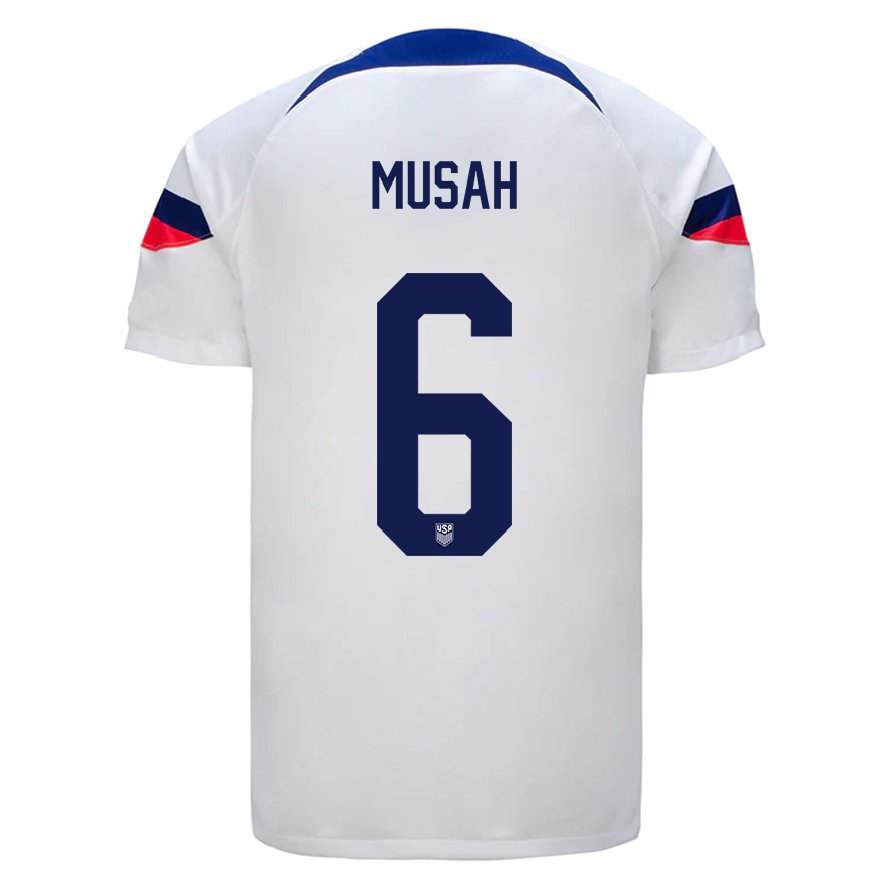 Kandiny Herren Us-amerikanische Yunus Musah #6 Weiß Heimtrikot Trikot 22-24 T-shirt