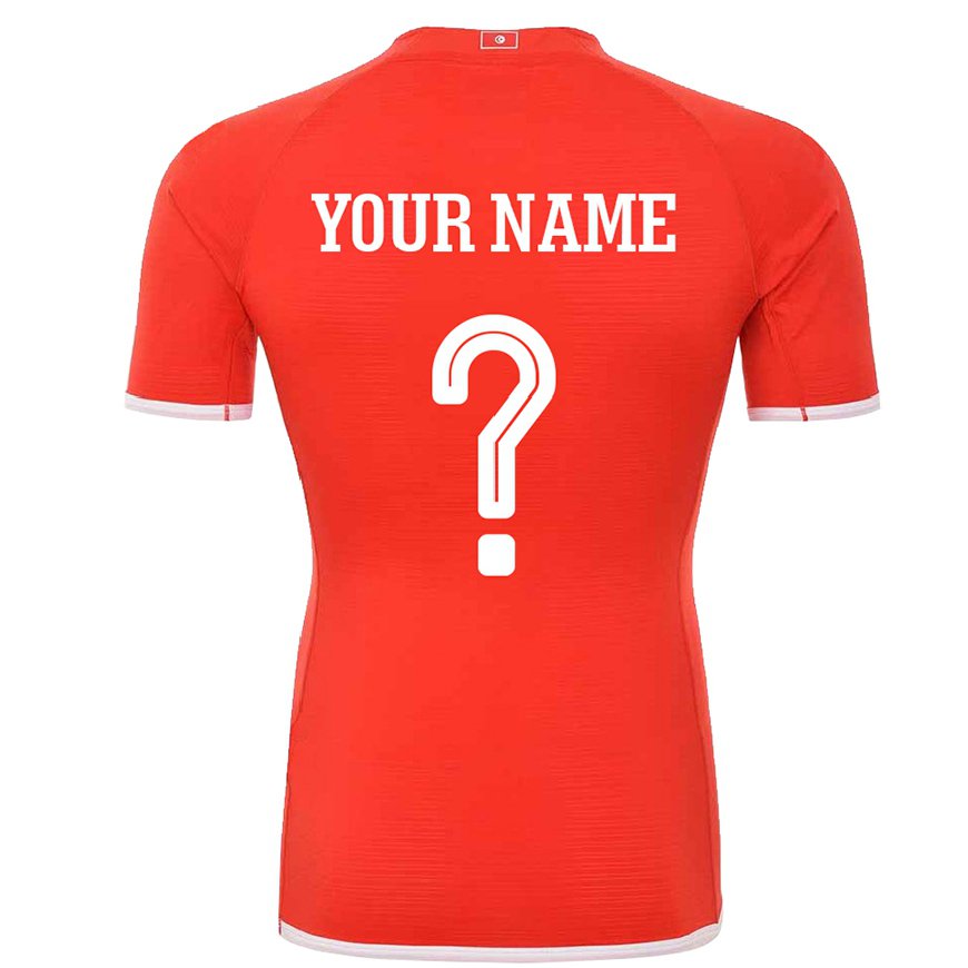 Kandiny Herren Tunesische Ihren Namen #0 Rot Heimtrikot Trikot 22-24 T-shirt