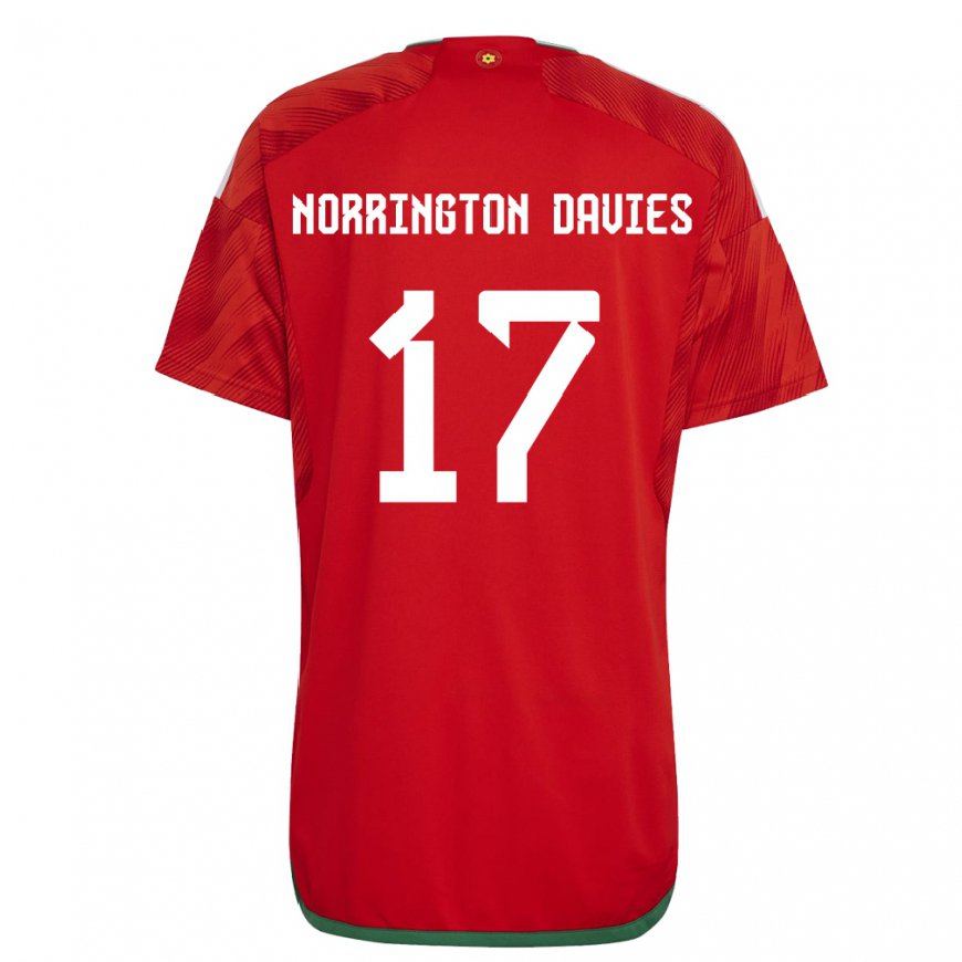 Kandiny Herren Walisische Rhys Norrington Davies #17 Rot Heimtrikot Trikot 22-24 T-shirt