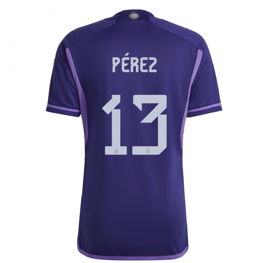 Kandiny Herren Argentinische Nehuen Perez #13 Violett Auswärtstrikot Trikot 22-24 T-shirt