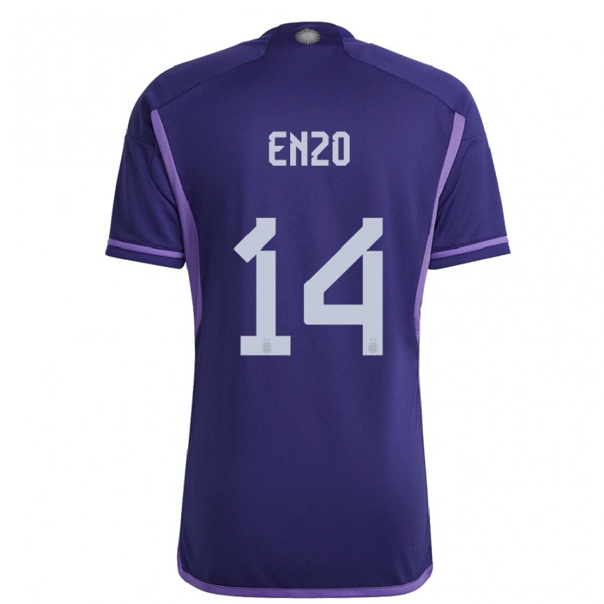 Kandiny Herren Argentinische Enzo Fernandez #14 Violett Auswärtstrikot Trikot 22-24 T-shirt