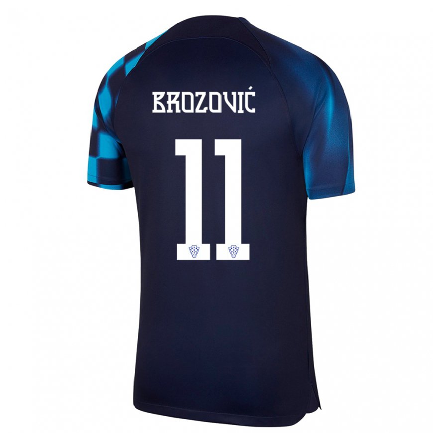 Kandiny Herren Kroatische Marcelo Brozovic #11 Dunkelblau Auswärtstrikot Trikot 22-24 T-shirt