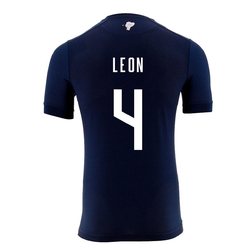 Kandiny Herren Ecuadorianische Fernando Leon #4 Marineblau Auswärtstrikot Trikot 22-24 T-shirt